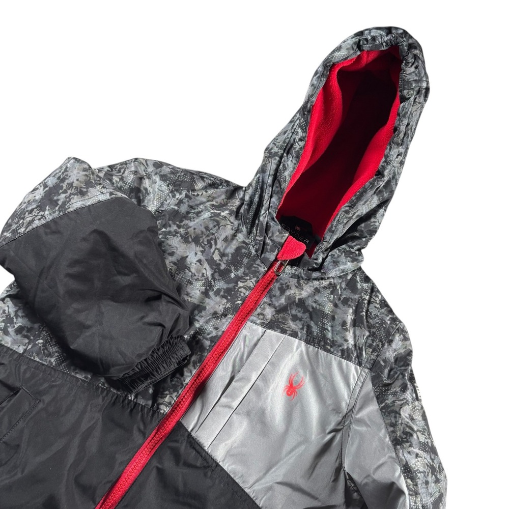 Spyder Kids 6 Hooded Puffer Jacket Black Gray‎ Camo Red Full Zip SP2026/SP